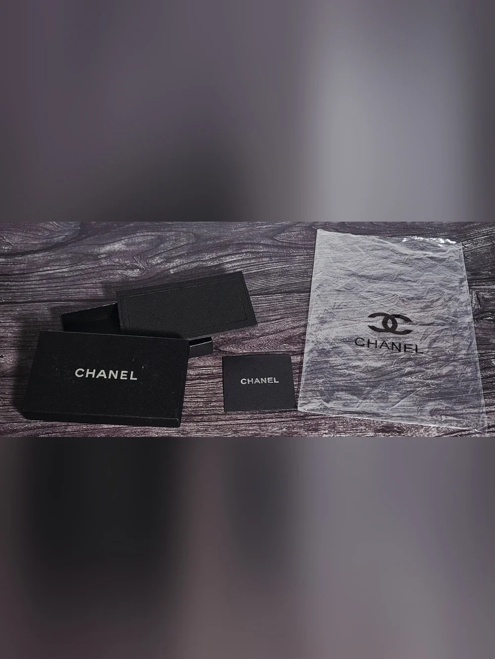 NEW Chanel Black Gift Box Set Foam Insert Booklet Bag Jewelry Wallet Storage